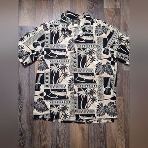 Hawaiian Reserve Collection Mens Large Shirt Button Up All Over Print Palm Trees